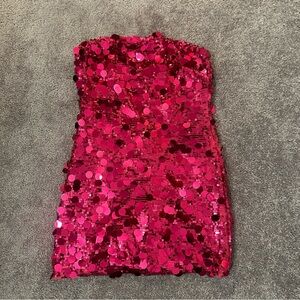 Peppermayo Pink Sequin Embellished Knee-Length Dress